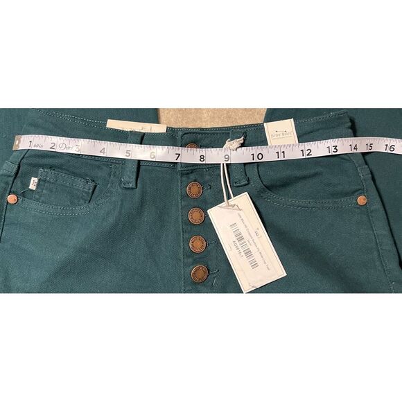 Judy Blue Los Angeles High Waist Wide Leg Crop 1/25, Teal Green,‎ JB88104C, New - Picture 6 of 12